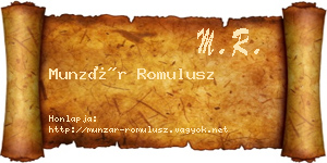 Munzár Romulusz névjegykártya